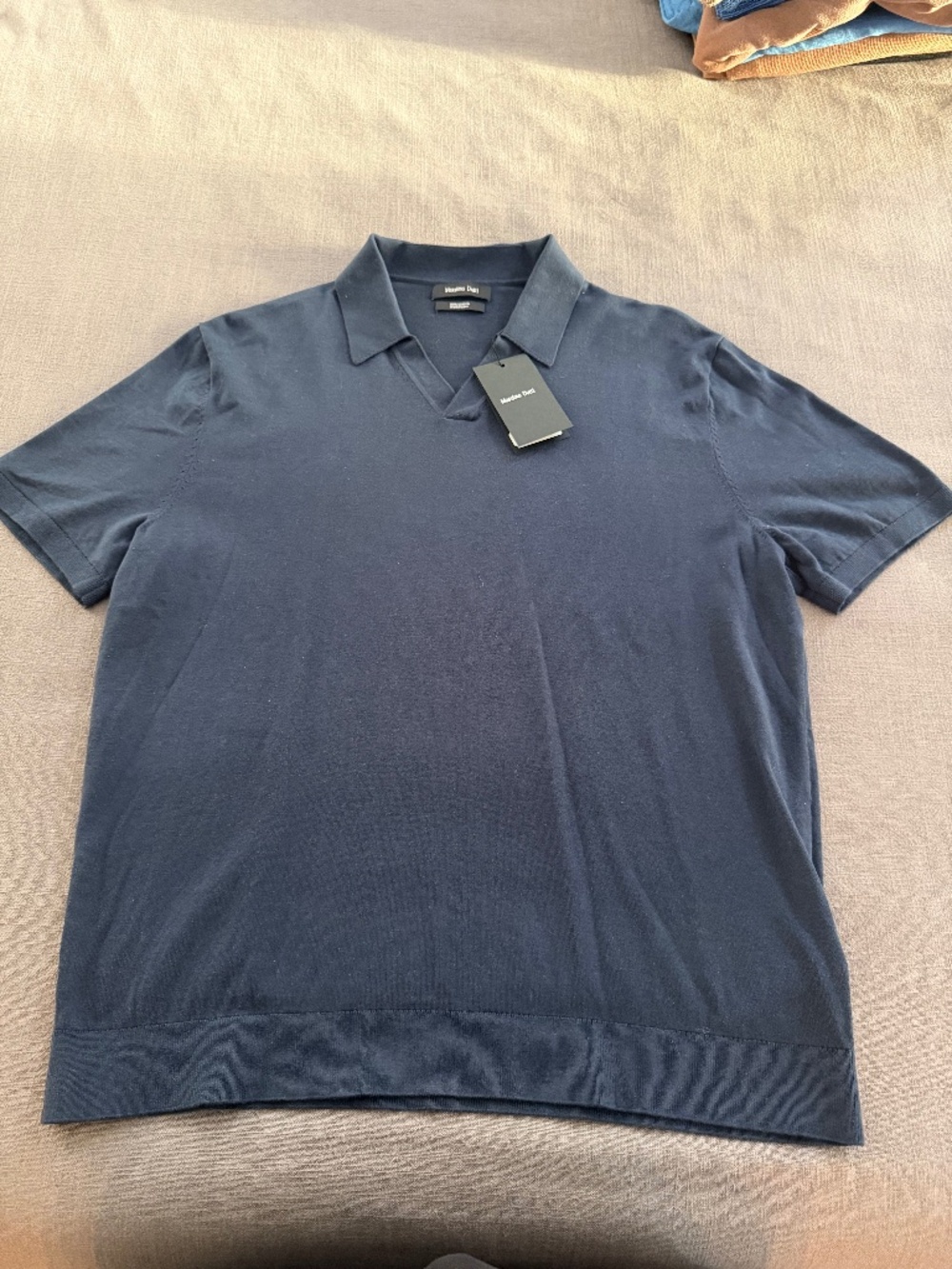 Massimo Dutti Short Sleeve Cotton Knit Polo Men’s Large Powder Blue NWT